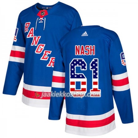 Miehille NHL New York Rangers Pelipaita Rick Nash 61 Adidas 2017-2018 Sininen USA Flag Fashion Authentic